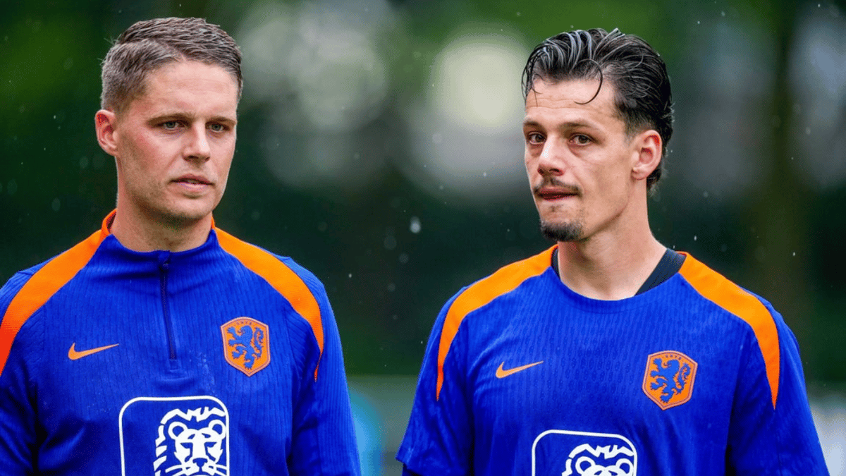 Joey Veerman (links) en Nick Olij bij het Nederlands elftal