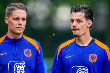 Joey Veerman (links) en Nick Olij bij het Nederlands elftal