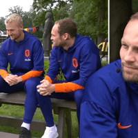 Daley Blind en Noa Vahle bij het SBS 6-programma Wij houden van Oranje.