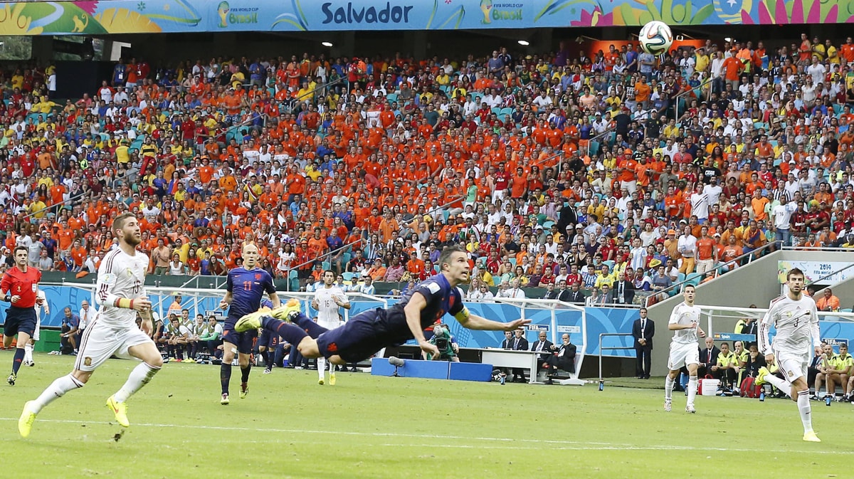 Nederland - Spanje, Robin van Persie, Vliegende Hollander, kopdoelpunt, Oranje, Nederlands elftal