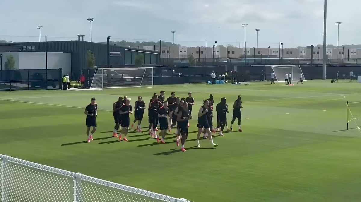 De training van het Nederlands elftal in Kansas City