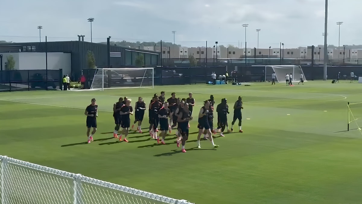 De training van het Nederlands elftal in Kansas City