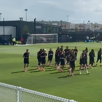 De training van het Nederlands elftal in Kansas City