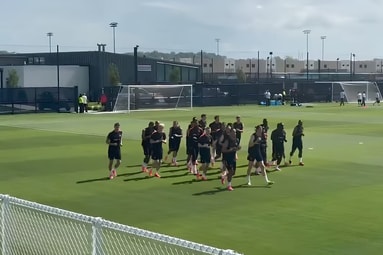 De training van het Nederlands elftal in Kansas City