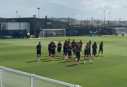 De training van het Nederlands elftal in Kansas City