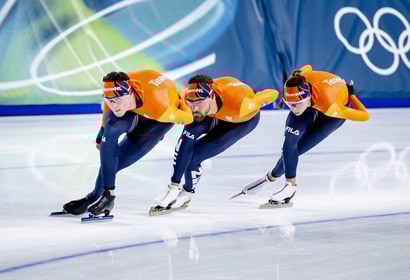 Jenning de Boo, Kjeld Nuis en Femke Kok tijdens de training