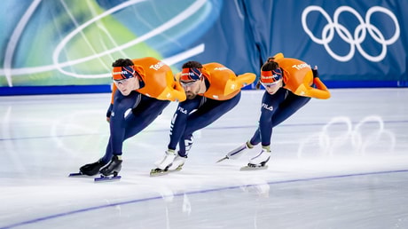 Jenning de Boo, Kjeld Nuis en Femke Kok tijdens de training