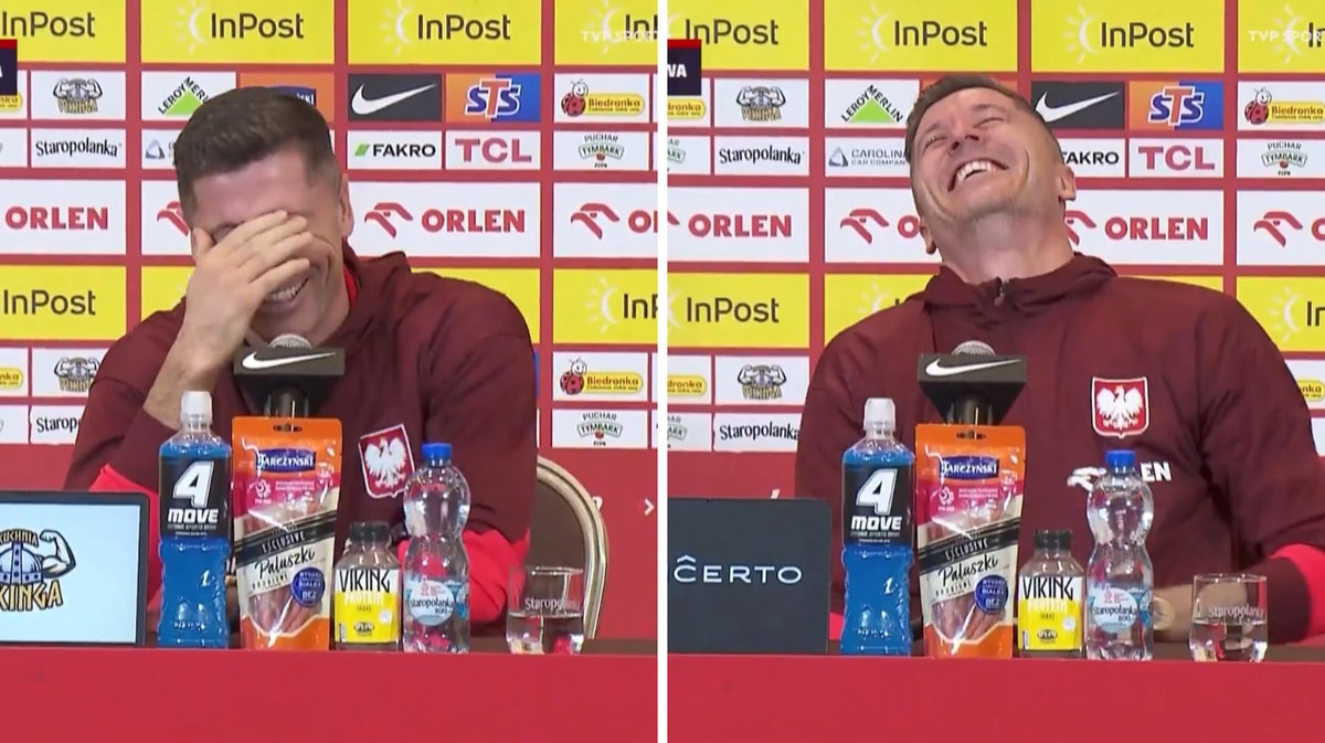 Robert Lewandowski moet 13 seconden lachen 