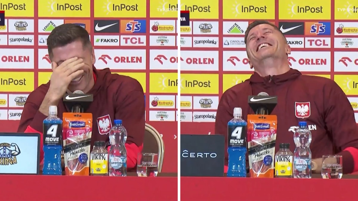 Robert Lewandowski moet 13 seconden lachen 