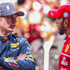 Max Verstappen in gesprek met Hamilton