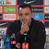 Xavi Hernández tijdens een persconferentie