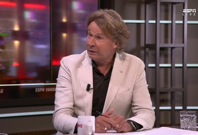 Hans Kraay junior in de studio van ESPN