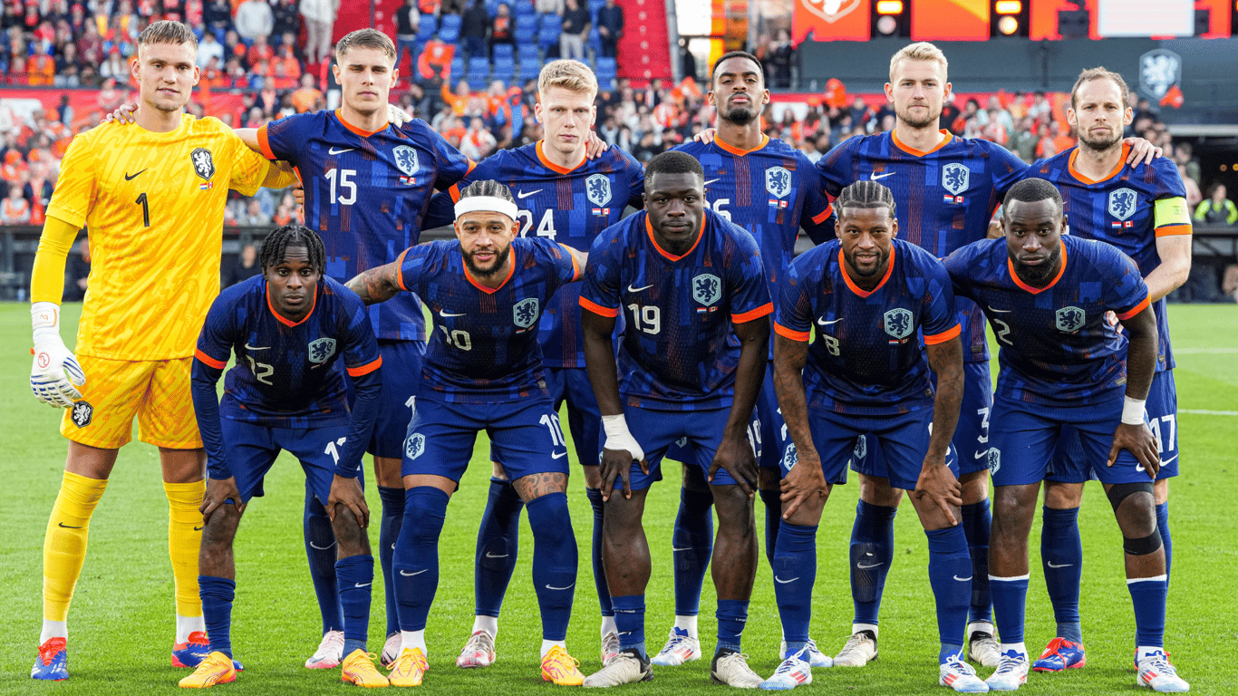 De spelers van het Nederlands elftal tegen Canada