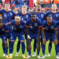 De spelers van het Nederlands elftal tegen Canada