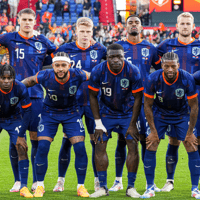 De spelers van het Nederlands elftal tegen Canada