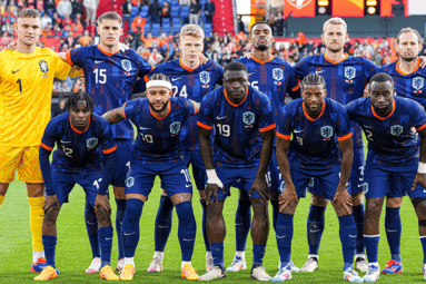 De spelers van het Nederlands elftal tegen Canada