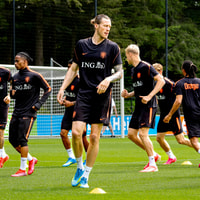 Het Nederlands elftal tijdens de training