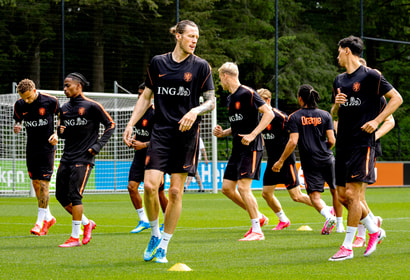 Het Nederlands elftal tijdens de training