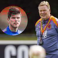 Bondscoach Ronald Koeman en Klaas-Jan Huntelaar