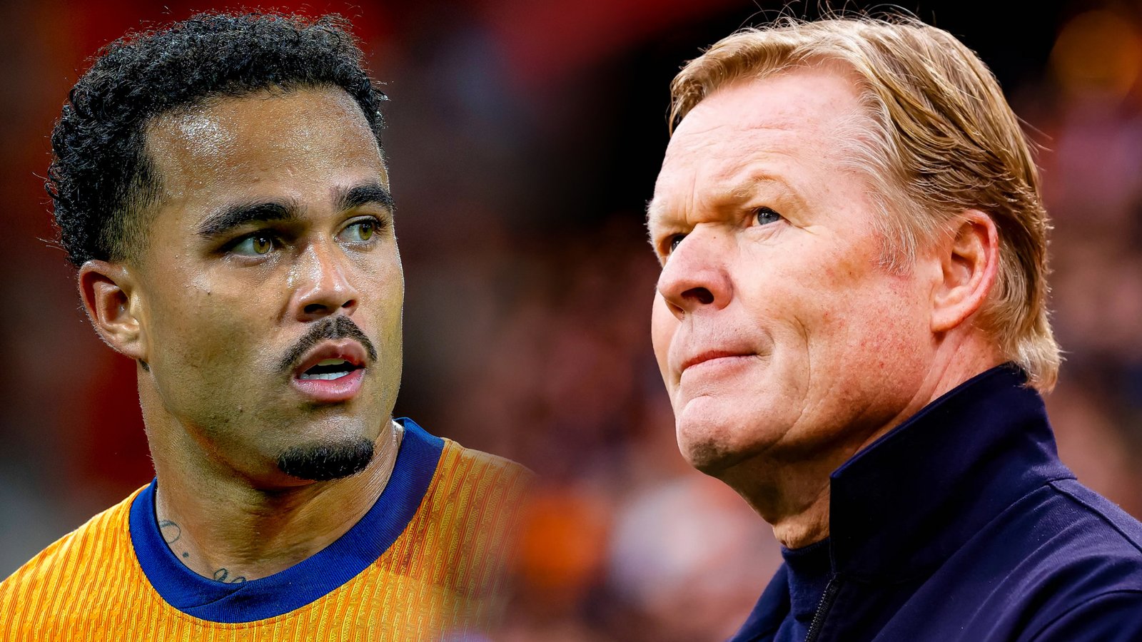 Justin Kluivert en Ronald Koeman bij het Nederlands elftal