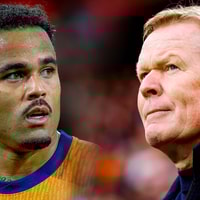 Justin Kluivert en Ronald Koeman bij het Nederlands elftal
