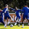 Het Nederlands elftal tijdens de training