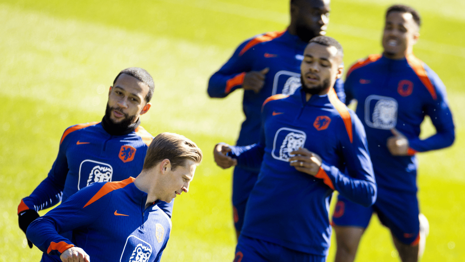 Het Nederlands elftal tijdens de training