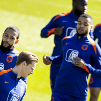 Het Nederlands elftal tijdens de training