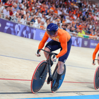 Roy van den Berg, Harrie Lavreysen, Jeffrey Hoogland, baanwielrennen, goud, Olympische Spelen, TeamNL, Parijs2024