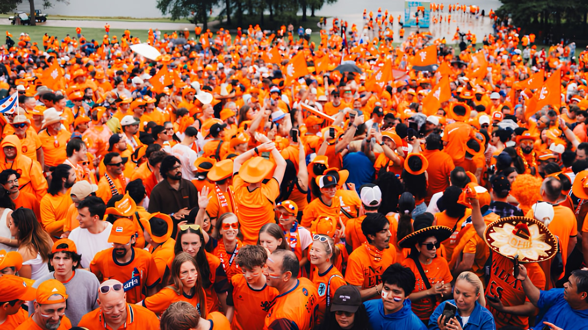 Oranje fans feesten erop los in Dallas voor Nederland - Japan