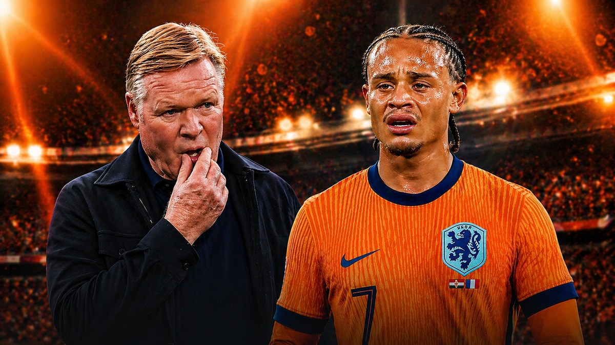 Bondscoach Ronald Koeman en Xavi Simons