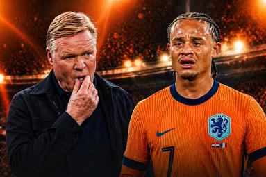 Bondscoach Ronald Koeman en Xavi Simons