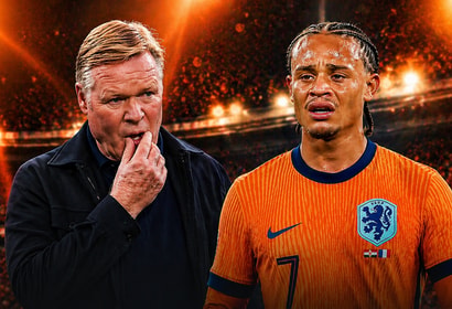 Bondscoach Ronald Koeman en Xavi Simons