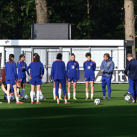 De Oranje Leeuwinnen tijdens de training in Zeist